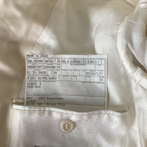 VTG Gianni Versace Blazer Ivory Mens Button Blazer Suit Jacket Size 50 | Flawed - Picture 10 of 10